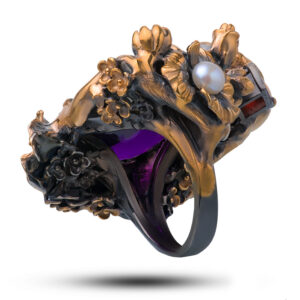 Кольцо «Искушение», аметист, гранат, жемчуг, размер 17