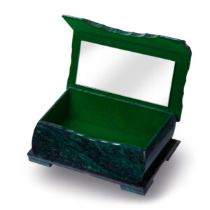 Шкатулка «Глухари», камень змеевик, 24 см