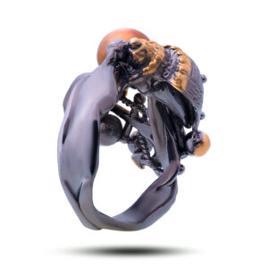 Кольцо «Якорь», жемчуг, фианит, размер 17,25