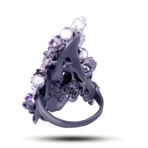 Кольцо «Рапсодия», жемчуг, аметист, фианит, размер 16,25