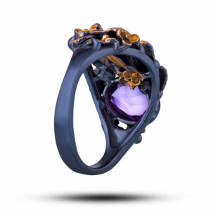 Кольцо «Медея», аметист, жемчуг, размер 17,75