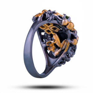 Кольцо «Мотылек», камень хризолит, размер 17,5