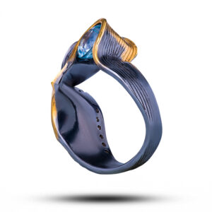 Кольцо «Волна», камни топаз, фианит, размер 16