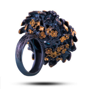 Кольцо «Подсолнух», камень топаз, размер 17