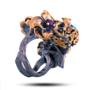 Кольцо «Вдохновение», камни топаз, гранат, хризолит, размер 17