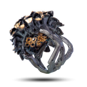 Кольцо «Подсолнух», камень гранат, размер 17