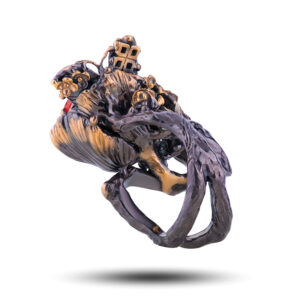 Кольцо «Тюльпан», камни сердолик, шпинель, размер 17,75