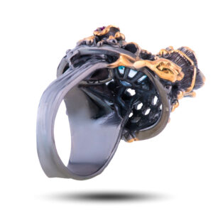 Кольцо «Роза», камни топаз, аметист, размер 18,5