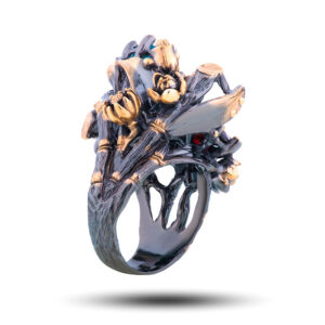 Кольцо «Райский сад», камни топаз, гранат, размер 16,75