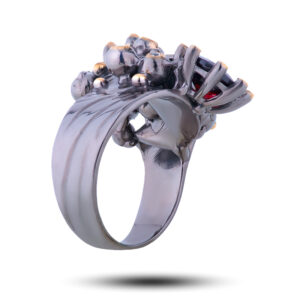 Кольцо «Модерн», камни гранат, фианит, размер 18,75