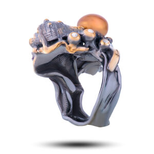 Кольцо «Рапан», аметист, жемчуг, фианит, размер 17