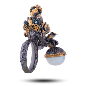 Кольцо «Санта», топаз, жемчуг, фианит, размер 17,75