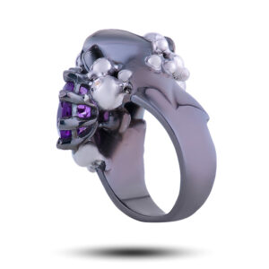 Кольцо «Модерн», камни аметист, фианит, размер 16,5