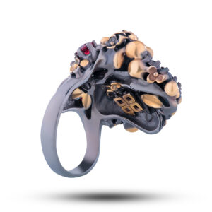 Кольцо «Бенита», шпинель, гранат, жемчуг, фианит, размер 18,25