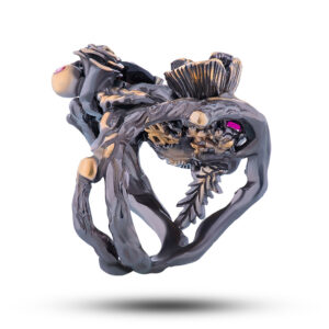 Кольцо «Маки», камни раухтопаз, рубин, фианит, размер 17,75