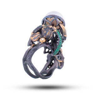 Кольцо «Скорпион», жемчуг, фианит