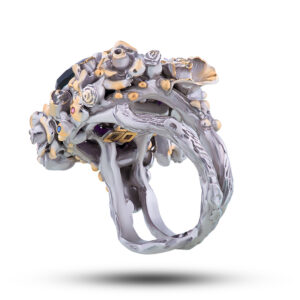 Кольцо «Версаль», камни аметист, фианит, размер 18