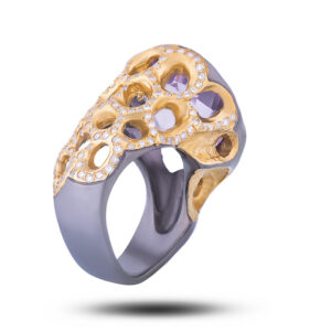 Кольцо «Медея», камни аметист, фианит, размер 17,25