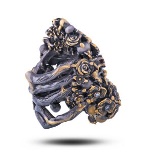 Кольцо «Бабочки», камни раухтопаз, шпинель, фианит, размер 16,5