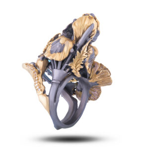 Кольцо «Маки», камни топаз, шпинель, фианит, размер 17,5