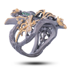 Кольцо «Стрекозы», камни шпинель, фианит, размер 17,5