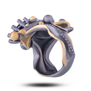 Кольцо «Дали», камни гранат, фианит, размер 17,25