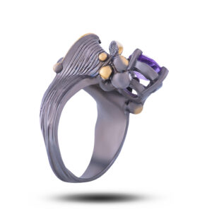 Кольцо «Винтаж», камни аметист, фианит, размер 17,75
