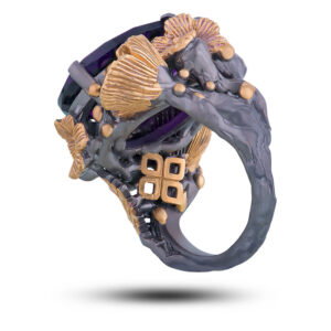 Кольцо «Виктория», камни аметист, шпинель, размер 17,75