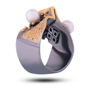 Кольцо «Дали», жемчуг, шпинель, фианит, размер 17,25