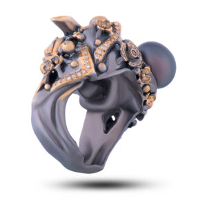 Кольцо «Галла», жемчуг, гранат, топаз, шпинель, фианит, размер 18,25