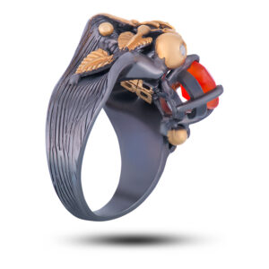 Кольцо «Мила», камни сердолик, фианит, размер 15,5