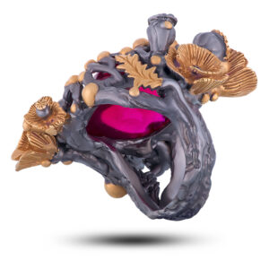 Кольцо «Маки», камни фианит, шпинель, размер 17,5