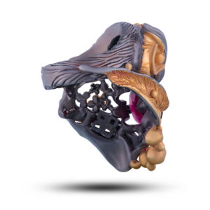 Кольцо «Совушка», камни гранаты, фианит, размер 17,5