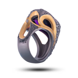 Кольцо «Восторг», камни аметист, фианит, размер 17