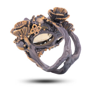 Кольцо «Маки», камни фианит, цитрин, шпинель, размер 17,5