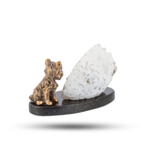 Фигурка «Терьер и мышь» из камня агат, 6 см