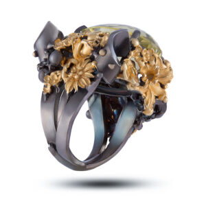 Кольцо «Энергия солнца», камни кварц, раухтопаз, хризолит