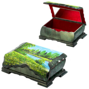 Ларец «Берег», камни змеевик, кварц, 250 мм