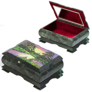 Ларец «Отражение», камни змеевик, кварц, 165 мм