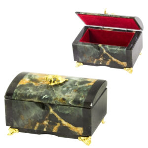 Шкатулка «Ящерица на камне», камень змеевик, 115 мм