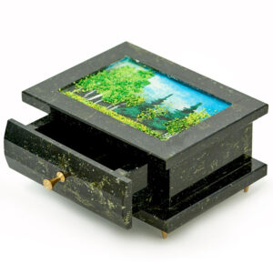 Шкатулка, камень змеевик, 120 мм