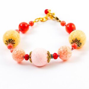 Браслет коралл, агат, 70 см, Розетта, Арт. 74099