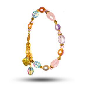 Браслет из розового кварца, жемчуга, кварца, Юность, Арт. 75918