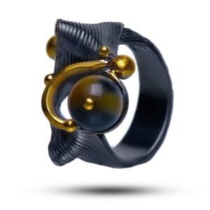 Кольцо «Дали», камень соколиный глаз, размер 18