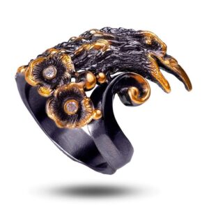 Кольцо «Ворон», камень фианит, размер 18