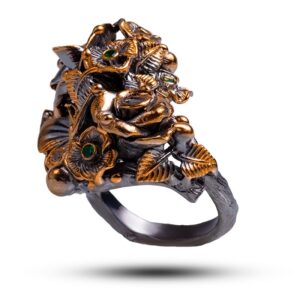 Кольцо «Мотылек», камни шпинель, фианит, размер 18