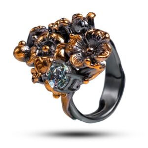 Кольцо «Нежный букет», камень празиолит, размер 17,5