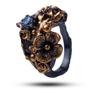 Кольцо «Цветочная феерия» камни топаз, фианит