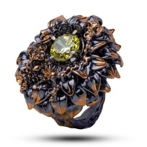 Кольцо «Подсолнух», драгоценный камень фианит