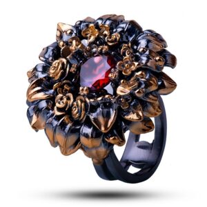 Кольцо «Подсолнух» драгоценный камень гранат